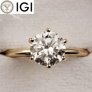 ANILLO DE COMPROMISO DE DIAMANTES CULTIVADOS EN LABORATORIO CORTE REDONDO IGI F VVS2 1,88 quilates oro amarillo de 14 k - Imagen 1 de 12