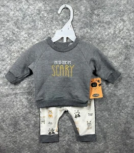 Baby Boy Halloween Sweater Pants 3 - 6 Month Soft Girl Gray Dog Ghosts - Picture 1 of 11