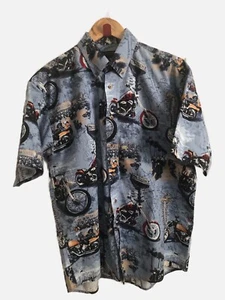North River Men Bikers Multicolored Button Down Short Sleeve Shirt Size L New. - Picture 1 of 7
