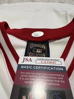 JSA REDS’ LEGEND JOHNNY BENCH AUTOGRAPHED 1970s ERA MAJESTIC JERSEY HOF 1989 - Image 1 of 4