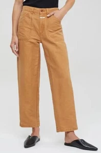 CLOSED Abe Linen Cotton Cargo Tapered High Rise Pant Gold Earth SSENSE 28 $265 - Picture 1 of 12
