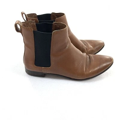 J.Crew Pull-on Chelsea Leather Boots Size 9 Womens Cognac Brown Career Pull On - Image 1 of 4