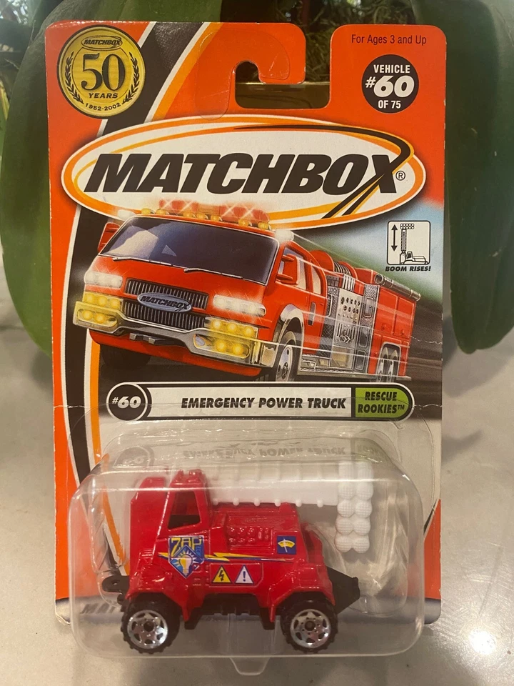 2001 Matchbox Salvataggio Rookies Emergency Power Truck #60 Rosso - Immagine 1 di 1