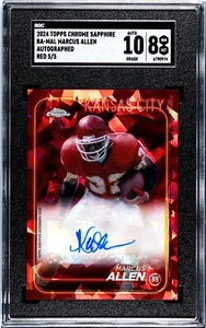 2024 Topps Chrome Sapphire Autograph #BA-MAL Marcus Allen RC 5/5 Red - Picture 1 of 2