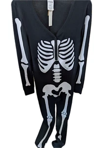NEW Victoria Secret Pink Halloween Skeleton Pajamas Size L Thermal Sleep One Pc - Picture 1 of 8