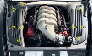 Satz Verschlüsse Motorraum Abdeckungen  für Maserati 4200 GT V8 Coupe Cabriolet - Picture 1 of 8