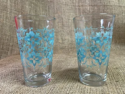 Pair Of Vintage Atomic Teal Libbey MCM Glass Tumblers - Image 1 of 4