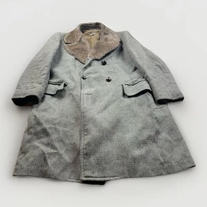 Vintage 60s Brooks Brothers Tweed Coat Fur Collar Lined Atomic Overcoat 44 - Picture 1 of 14