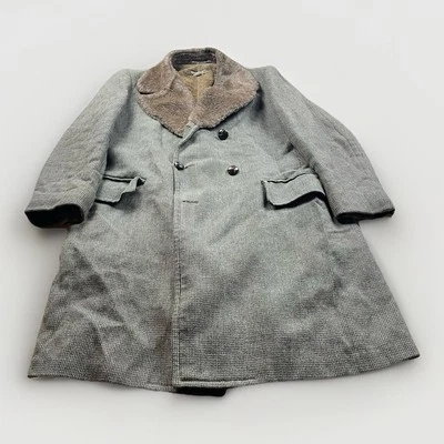 Vintage 60s Brooks Brothers Tweed Coat Fur Collar Lined Atomic Overcoat 44 - Image 1 of 4