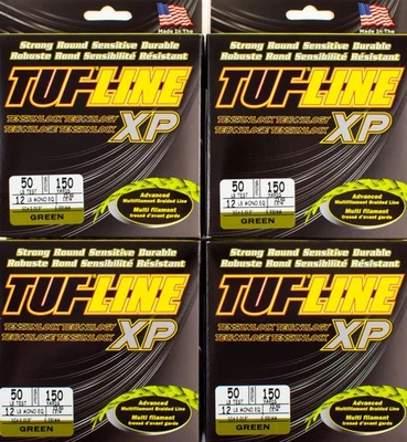 (LOTE DE 4) LÍNEA TRENZADA MULTIFILAMENTO TUF-LINE XP 50LB 150YD VERDE D6253 Foto 1 de 2