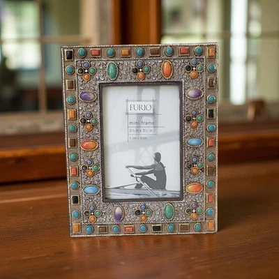 复古 Furio Southwestern 人造宝石边框迷你框架 2.5"x 3.5" Target 2003 — 第 1/4 张图片