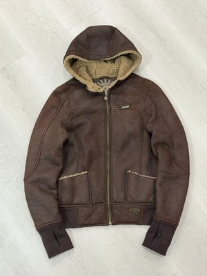 UGG Australia Genuina Suave Piel de Cordero Piel de Oveja Bombardero Hopder Chaqueta Agujeros para el Pulgar S Foto 1 de 4