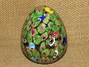 Vintage Murano Millefiori Glass Egg Paperweight ~ 3.5" Tall ~ Rare Rough Surface - Picture 1 of 8