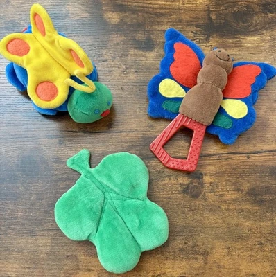 Juguetes de peluche Infantino 1998 vintage mariposa sonajero bebé amarillo rojo azul verde Foto 1 de 4