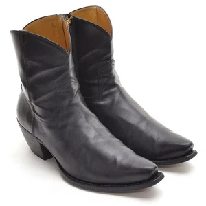 Damas R13 Punta Punta Vaquero Botines 41/11 Cuero Negro Botines Zapatos - Imagen 1 de 9