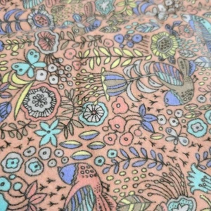 Joann Exclusive Bird Floral Flannel Fabric 44x32" Peach Nature Boho Print Soft - Picture 1 of 13