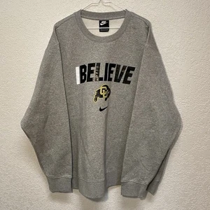 Nike CU Buffs Crewneck Men’s 3XL Grey BELIEVE Colorado Buffaloes Sweatshirt Top - Picture 1 of 9