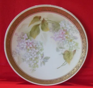 RS Germany 8½ Inch Cabinet Plate Pink & White Lilacs Double Signed - Bild 1 von 11