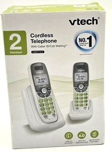 VTECH DECT 6.0 2-Handset Cordless Caller ID Phone, White NEW OPEN BOX - Picture 1 of 4