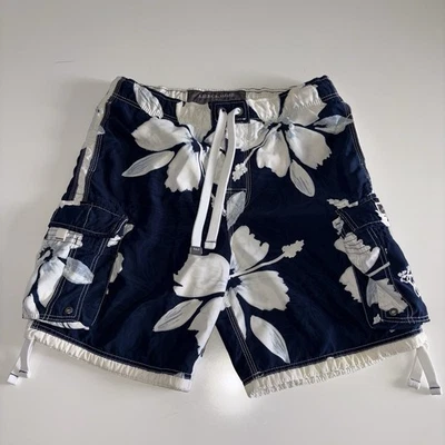 VTG Abercrombie & Fitch Board Shorts Large Blue Tugger Floral Cargo Swim Trunks - Image 1 of 4
