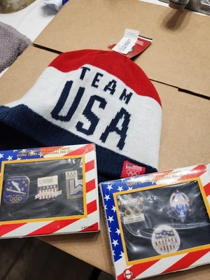 Vintage 1996 Olympic Games JC Penny Pin Set Lot Of 2 With Beanie - Image 1 of 4