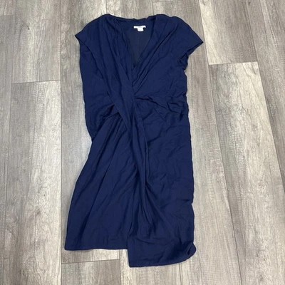 Mini Vestido Helmut Lang Mujer Azul Marino Drapeado Viscosa Mezcla Lana Reunido Talla 2 Foto 1 de 4
