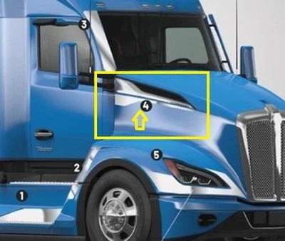 CONJUNTO DE PAR Kenworth T680 NEXT GEN 2022+ acabamento com capuz de aço inoxidável - Imagem 1 de 2