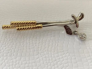 Liz Claiborne Brooch Golf Club w Rhinestone and Gold and Silver Tone Metal EUC - Picture 1 of 5