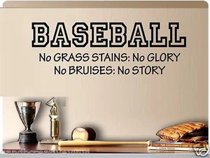 Baseball keine Grasflecken: Kein Ruhm Vinyl-Aufkleber Wohnkultur 10" x 30" - Bild 1 von 1