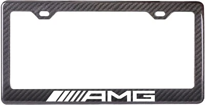 Mercedes Benz License Plate Frame Real Carbon Fiber AMG (White) - Image 1 of 3