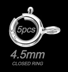 (5) FIVE PACK 4.5mm 14k White Solid Gold Spring Ring Clasp CLOSED Jump USA MADE - Picture 1 of 4