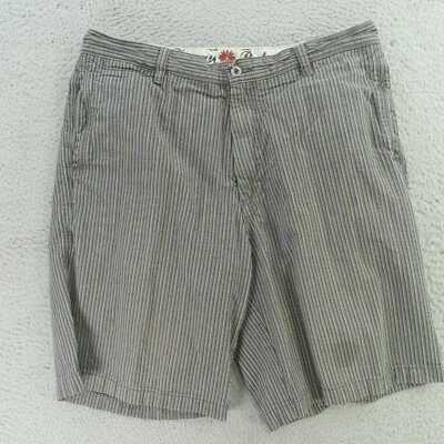 Tommy Bahama Shorts Mens 34 Blue Brown Striped Flat Front Golf Seersucker - Image 1 of 4