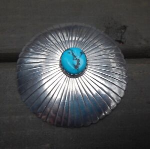 TURQUOISE AND SILVER NAVAJO PIN – ALICE MCSHIRLEY