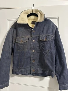 Vintage 60s 70s Genuine Sears, Roebuck Co Western Denim Sherpa Marlboro Jacket S - Picture 1 of 6