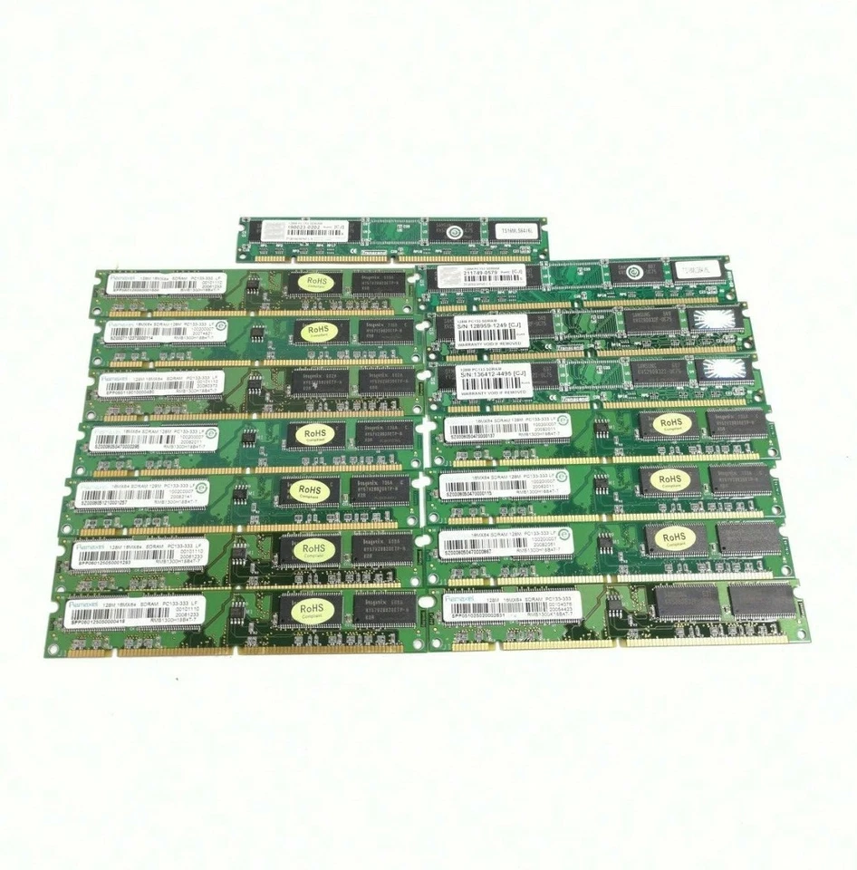 X11 - Ramaxel Hynix 128M PC133-333 SDRAM 16MX64 + x4 Samsung 128M SDRAM PC133  Foto 1 de 4