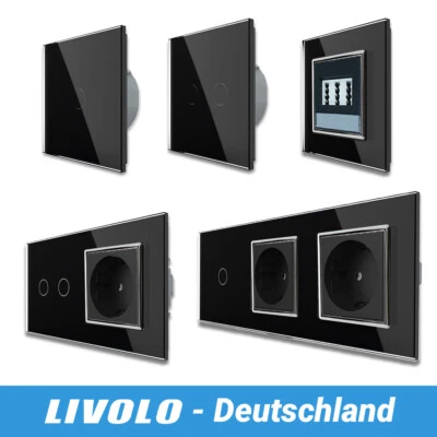 LIVOLO Touch Sensor Lichtschalter Dimmer Wechselschalter Steckdosen Glasrahmen - Bild 1 von 4