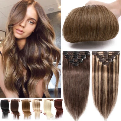 100% Echthaar 8 Tressen Clip In Remy Hair Extensions 120G Dick Haarverlängerung - Bild 1 von 4
