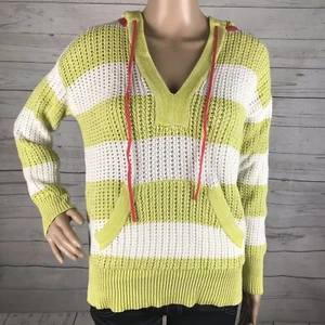 Curio New York Kapuzenpullover Medium gelb weiß gestreift koralle Kontrast Freizeit - Bild 1 von 12