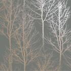 Holden Rhea Zandra Trees Wallpaper Metallic - Grey/Silver & Dark Grey/Rose Gold