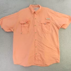 Columbia PFG Shirt Mens XL Pink Vented Short Sleeve Button Fishing - Picture 1 of 9