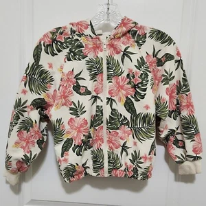 Zara Girls 9 Floral Full Zip Hoodie Jacket French Terry Banded Bottom And Cuffs - Picture 1 of 5