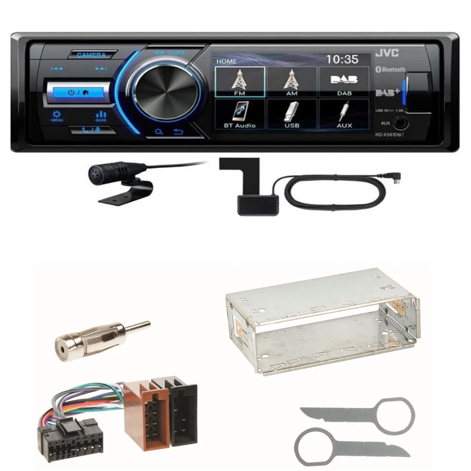 JVC KD-X561DBT DAB+ Bluetooth USB Einbauset für Mercedes SLK R170 W208 W210 - Bild 1 von 1