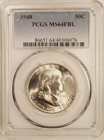 1948-P 50C Franklin Half Dollar PCGS MS 64 FBL Full Bell Lines Highest Grades Cover
