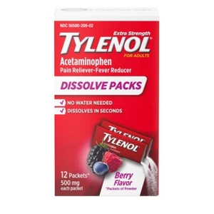 Tylenol Acetaminophen Pain Reliever Fever Reducer Extra Strength Powder 12 ct - Picture 1 of 6