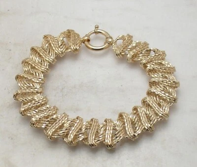 Brazalete Technibond de eslabones ferroviarios con corte de diamante enchapado en oro amarillo de 14K plateado Foto 1 de 4