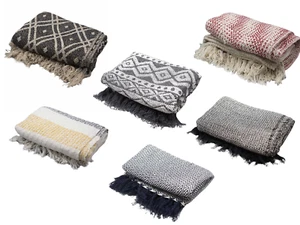 π Luxurious Boho Comfort Throws - 100% Cotton, Intricate Geometric Patterns - Picture 1 of 38