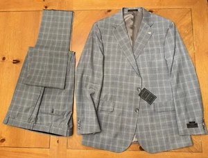 Made in USA - 44L (38W) Jos. A. Bank Reserve Grey Plaid - Luxury Italian Fabric - Picture 1 of 16