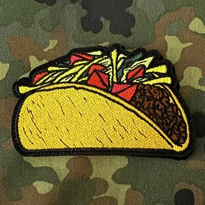 CYKOVISUALS 🌮 TACO Embroidered Morale Patch Hook/Loop Back MILITARY HIKING MEXICAN TACOMA