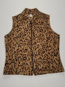 Vtg Women's Medium Sharon Endick Kate Zip Up Vest Leopard Cheetah Animal Print  - Picture 1 of 9