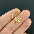 4 Bee Connector Charms Gold Tone Connector Dangle Round Charm - Gc1322